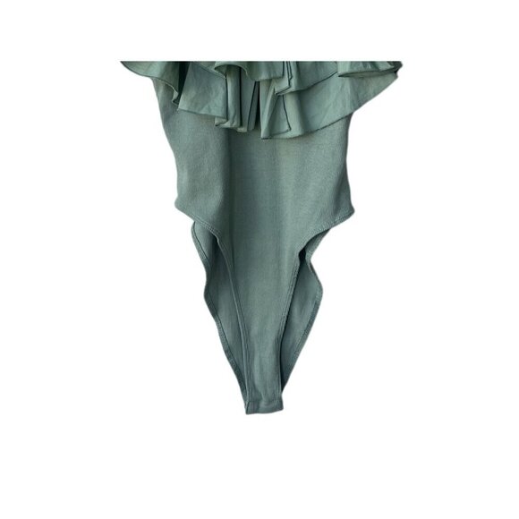 Zara Forest Fairy Bodysuit Size M Ruffle Coquette Feminine Dainty Festival Green - Picture 7 of 12